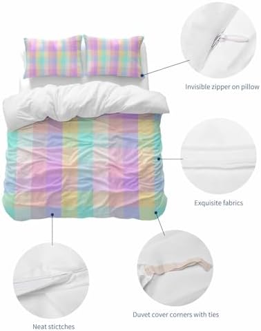 ZOE GARDEN Pink Blue Bed Duvet Cover Queen Set