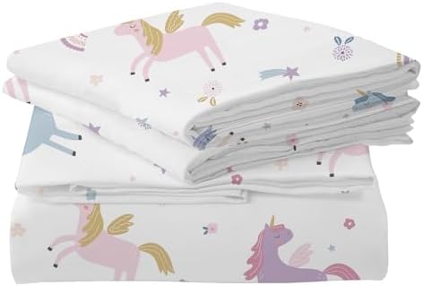 MUSOLEI Unicorn Fitted Sheet Set for Kids