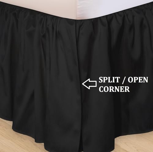 3 Sided Split Dust Ruffle Bed Skirt - Black 700 TC Egyptian Cotton