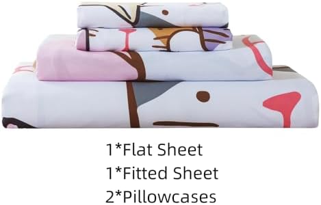 lishjekee Cat Sheets Twin 3PCS Kids Bedding Set