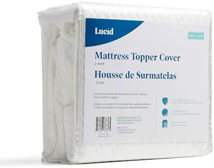 Lucid 2 Inch Mattress Topper Cover King - Zipper Design