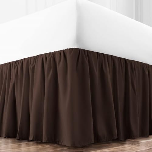 3 Sided Split Corner Dust Ruffled Bedskirt in Chocolate