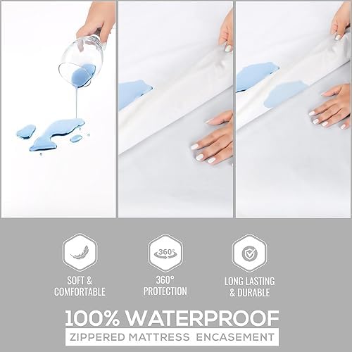 QATAN King Mattress Encasement with Zipper - Waterproof and Breathable
