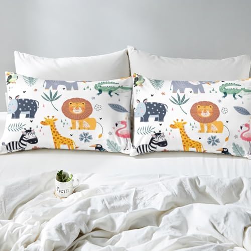 Feelyou Kids Zoo Fitted Sheet Pillow Sham Set