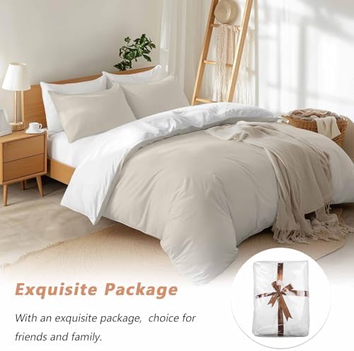 Sabolny Ivory White Queen Duvet Cover Set 3 Piece