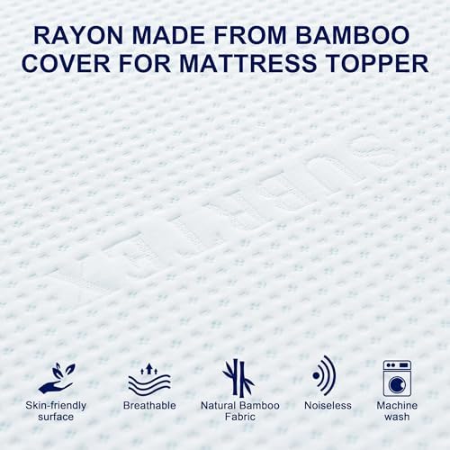 SUBRTEX Bamboo Rayon Mattress Topper Cover - King Size with Zip Closure