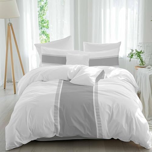 Sabolny Pure Grey Bedding Duvet Cover Set 3 Piece