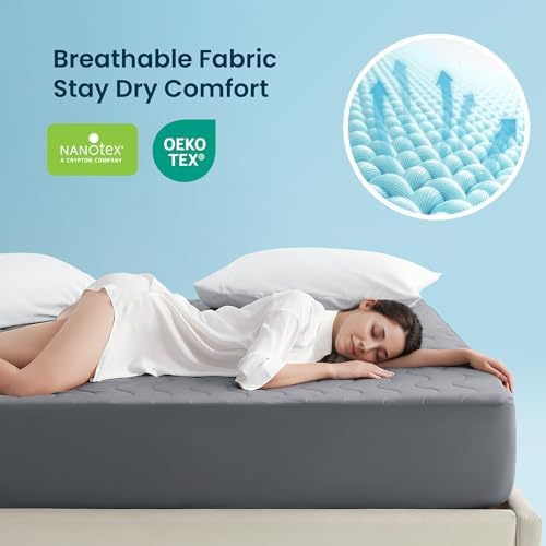 Sleep Zone Cooling Mattress Pad Twin XL Waterproof and Breathable