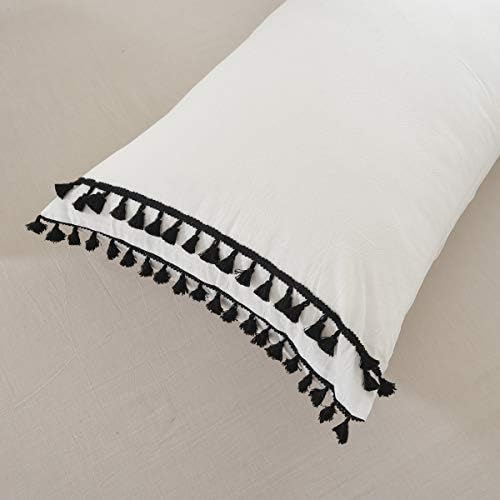 Softta Boho Cal King Duvet Cover Set 3Pcs Black Tassel