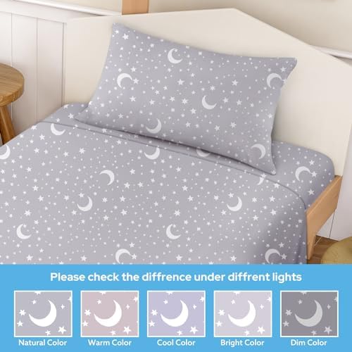 BYSURE Kids Sheets Set MoonStars 4 Piece Deep Pocket