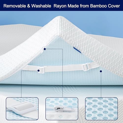 SUBRTEX Bamboo Rayon Mattress Topper Cover - King Size with Zip Closure