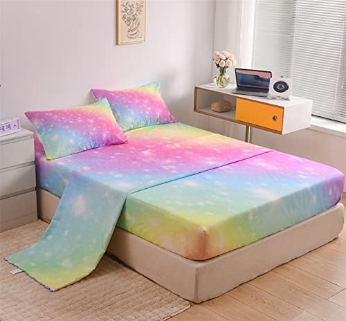 Rainbow Microfiber Sheet Set for Kids Teens 4 Piece