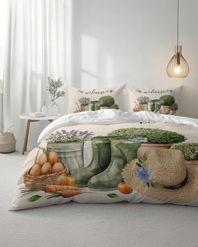 ZOE GARDEN Botanical Flowers Duvet Cover Set 3 Pieces Full Size