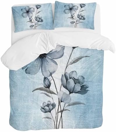 Sabolny Blue Flower Duvet Cover Set 3 Piece 1