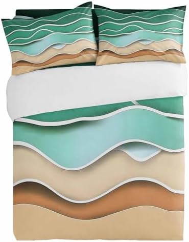 Alandar Home 3 Piece Bedding Set Ombre Turquoise Brown