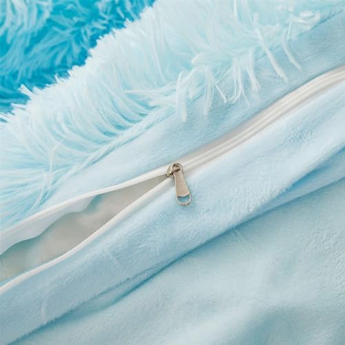 Fluffy Blue Comforter Set Twin Size 2 Pieces