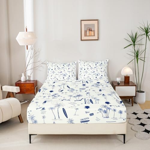 Homewish Coastal Beach Twin Sheet Set with Pillowcase