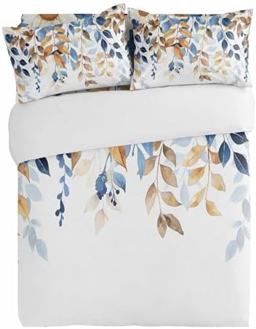 Alandar Home Autumn Eucalyptus Leaves Duvet Cover Set 3 Piece 1