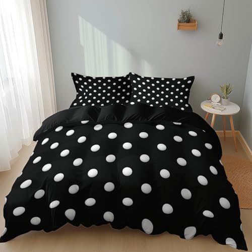 White Polka Dots Duvet Cover Set for Kids and Adults