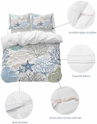 ZOE GARDEN Coastal Blue Queen Duvet Cover Set