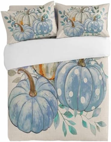 Alandar Home Autumn Thanksgiving Blue Pumpkin Duvet Cover Set