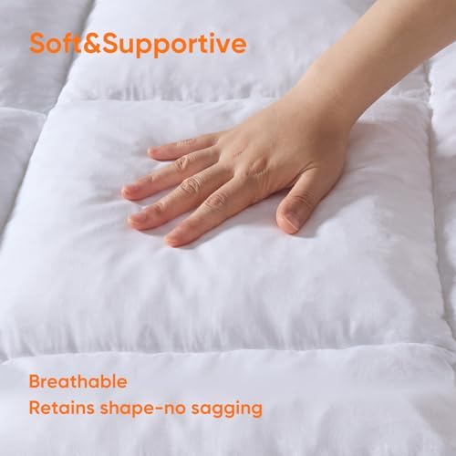ABROLOY Memory Foam Queen Mattress Topper with 3 Inch Shredded Foam