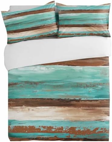 Alandar Home Retro Wood Grain Duvet Cover Set