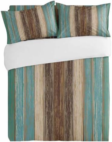 Alandar Home Farmhouse Retro Wood Board Duvet Cover Set
