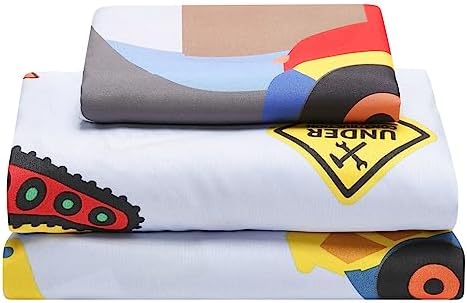 EVERYDAY KIDS Construction Twin Bed Sheet Set for Kids