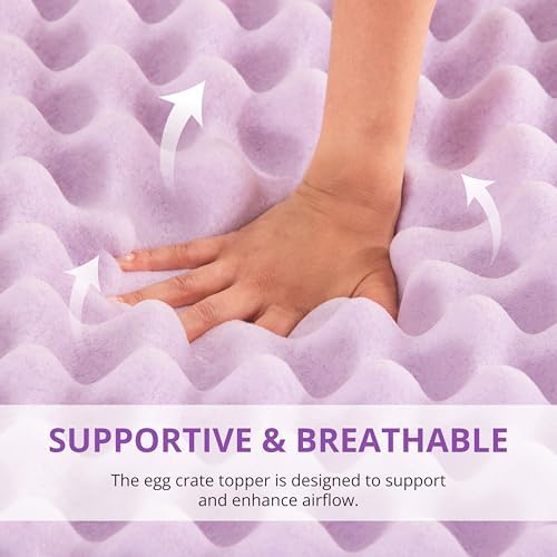 EGOHOME Egg Crate 3-Inch Memory Foam Mattress Topper Full Purple 54x75