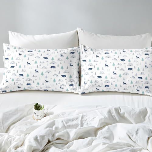 Castle Fairy Bear Deer Print Twin Fitted Sheet Set 1