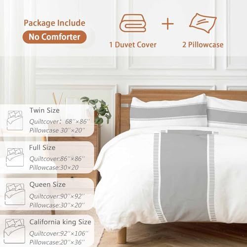 Sabolny Pure Grey Bedding Duvet Cover Set 3 Piece