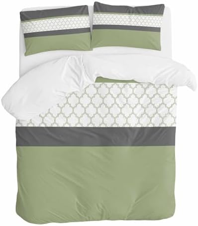 Sage Green Morocco Duvet Cover Set 3 Piece
