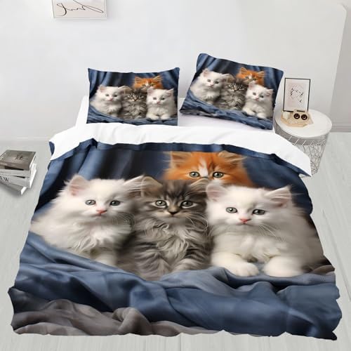 Cute Cats Duvet Cover Set California King Size
