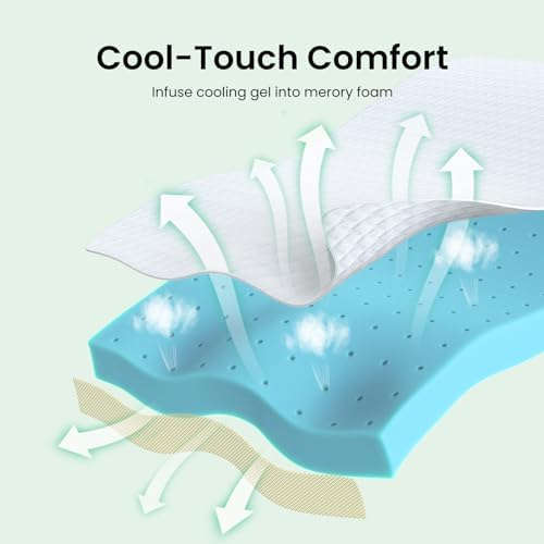 Marsail 3 Inch Cooling Gel Memory Foam Mattress Topper with Soft Cover