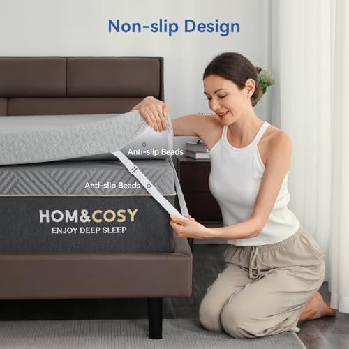 Vipbear 4 Inch Extra Firm Mattress Topper with Cooling Gel and Bamboo Charcoal