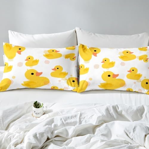 Erosebridal Kawaii Yellow Duck Sheet Pillowcase Set Twin