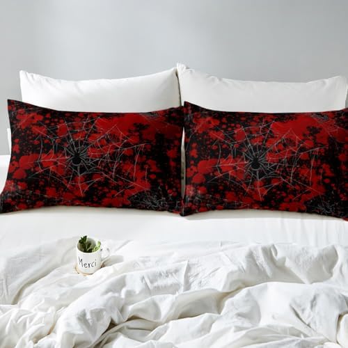 Castle Fairy 3D Spider Web Twin Fitted Sheet Set Red Tie Dye