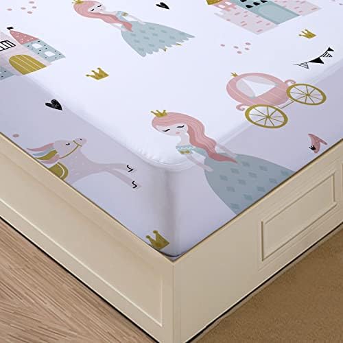 MUSOLEI Princess Fitted Sheet Set - Twin Size Cute Girl Bedding