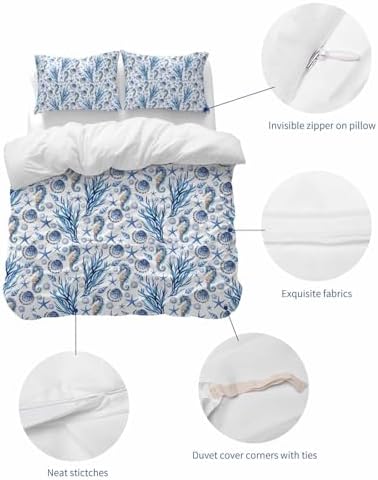 Blue Ocean Duvet Cover Set Full Size 3 Piece