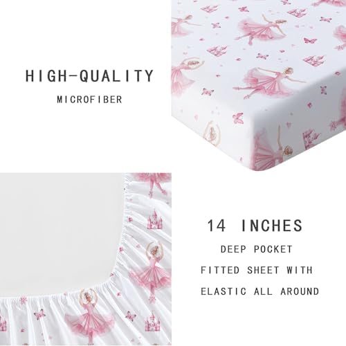 NiuOne 4Pcs Ballet Dancer Girls Sheet Set Twin Size Pink Bedding