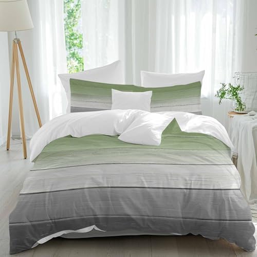 Sabolny Sage Green Duvet Cover Set with Throw Pillowcases