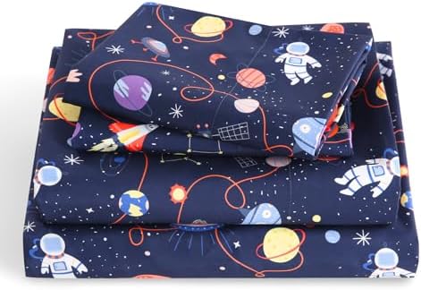 LONAVA Twin Sheet Set Kids - Astronauts 3 Piece Microfiber Bedding