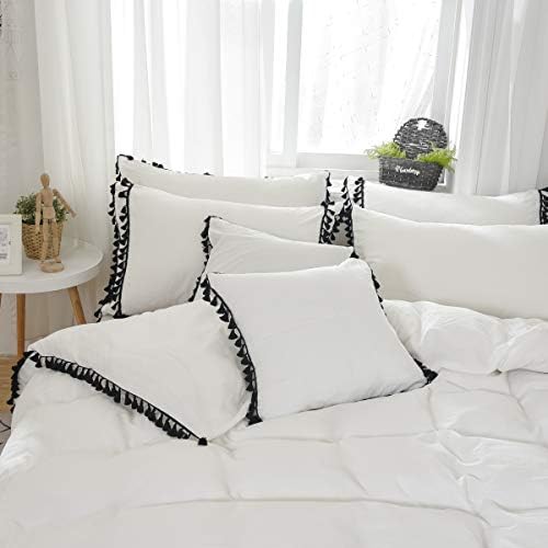Softta Boho Cal King Duvet Cover Set 3Pcs Black Tassel