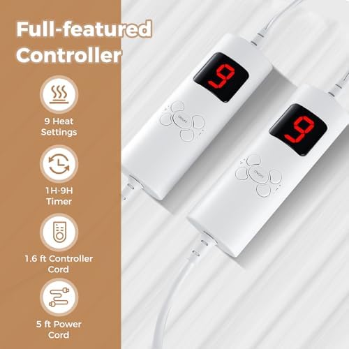 WELLHUT Dual Control Heated Mattress Pad Full Size
