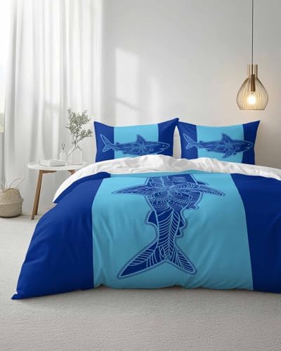 ZOE GARDEN Shark Mandalas Duvet Cover Set 3 Piece Full Size