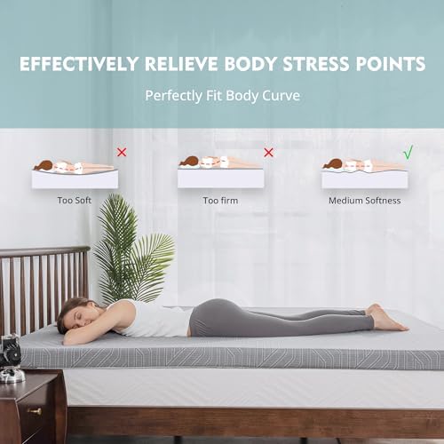 EGOHOME 3 Inch Gel Memory Foam Mattress Topper with Breathable Cover