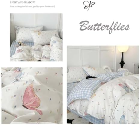 Nayoroom Butterfly Duvet Cover Set Queen Size 3 Pcs