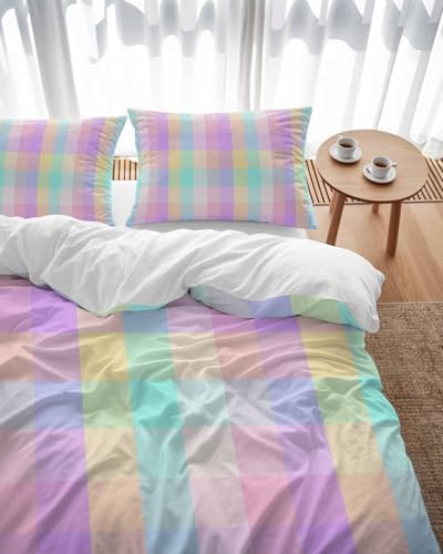 ZOE GARDEN Pink Blue Bed Duvet Cover Queen Set