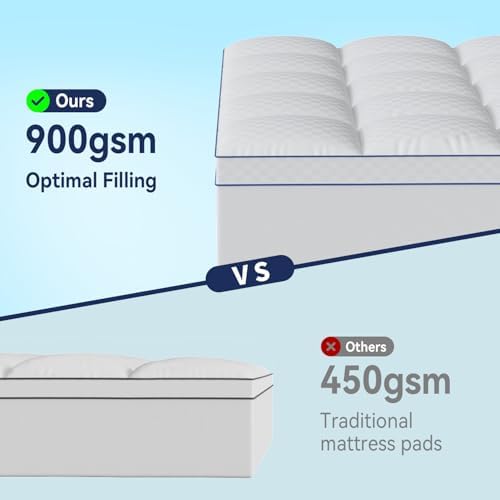 Extra Thick Queen Pillowtop Mattress Pad with Cooling 3D Snow Down Fill